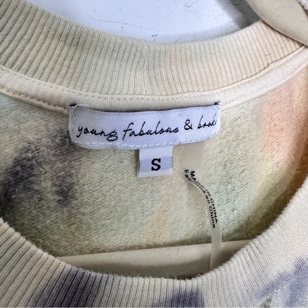 YOUNG FABULOUS BROKE Juliette Crew Top‎ in Buttercup Picnic Sz S - Picture 8 of 10